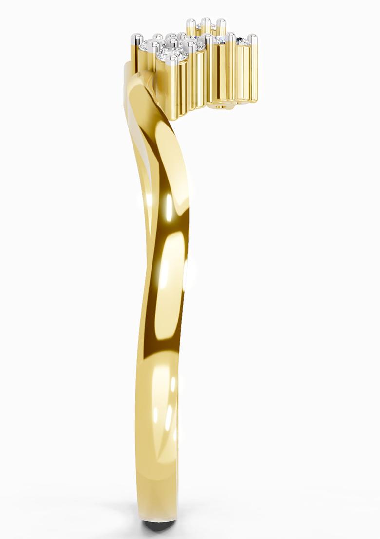 14Kt Yellow Gold Lab Grown Diamond 0.086 Ct Cluster Ring for Women