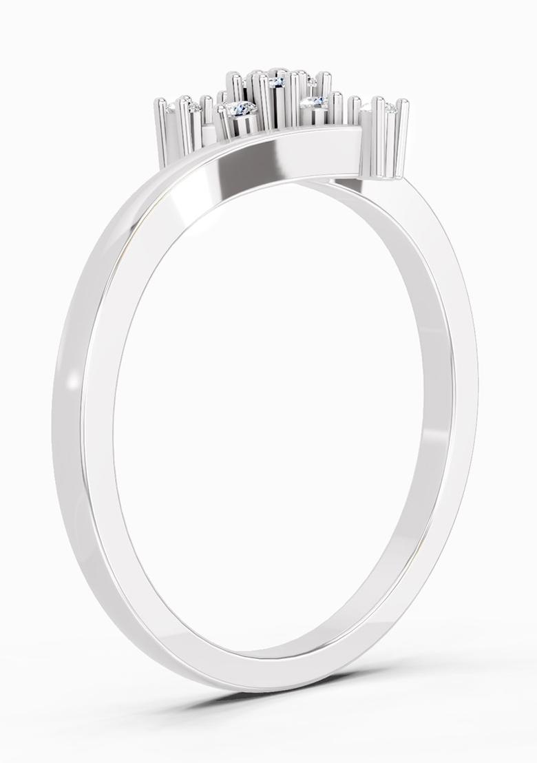 14Kt White Gold Lab Grown Diamond 0.098 Ct Cluster Ring for Women