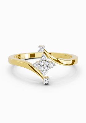 14Kt Yellow Gold Lab Grown Diamond 0.098 Ct Cluster Ring for Women