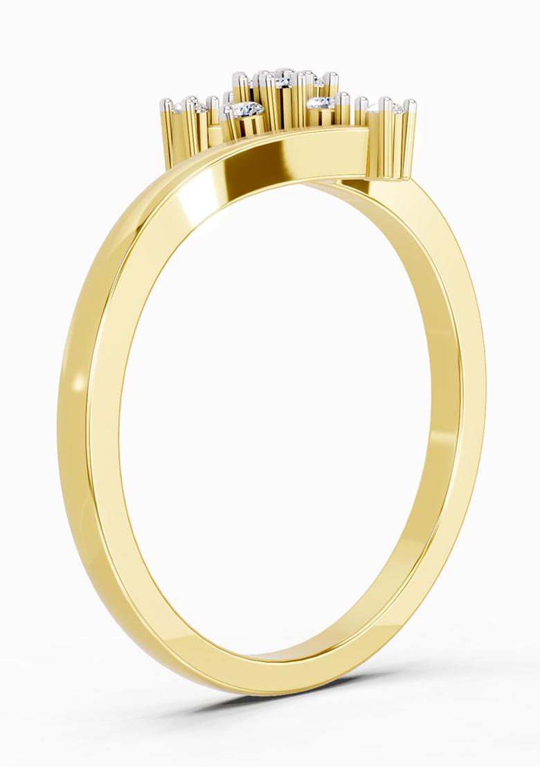 14Kt Yellow Gold Lab Grown Diamond 0.098 Ct Cluster Ring for Women