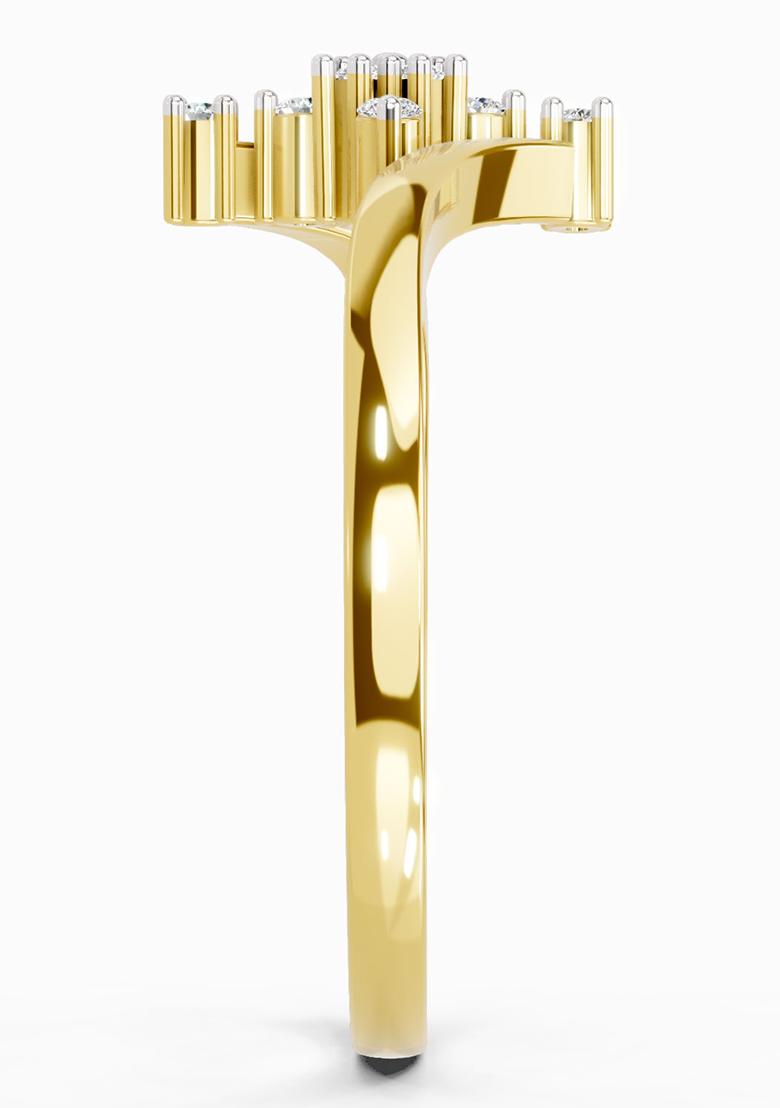 14Kt Yellow Gold Lab Grown Diamond 0.098 Ct Cluster Ring for Women