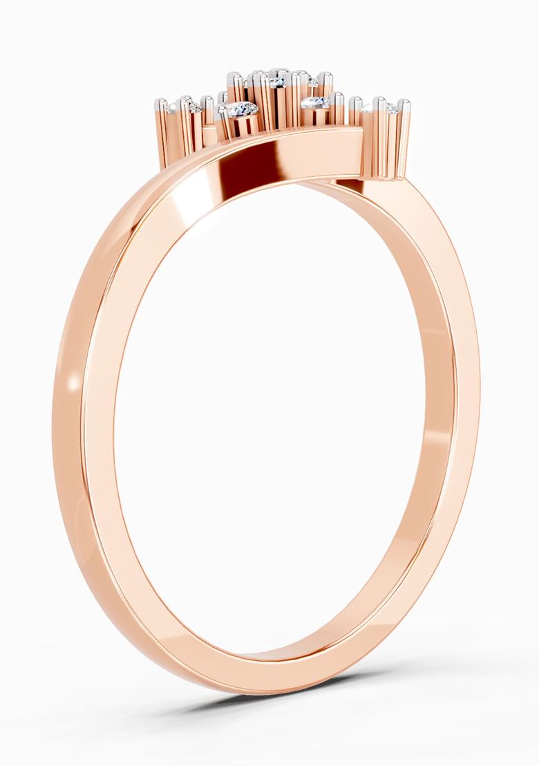 14Kt Rose Gold Lab Grown Diamond 0.098 Ct Cluster Ring for Women