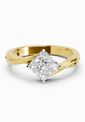 14Kt Yellow Gold Lab Grown Diamond 0.36 Ct Cluster Ring for Women
