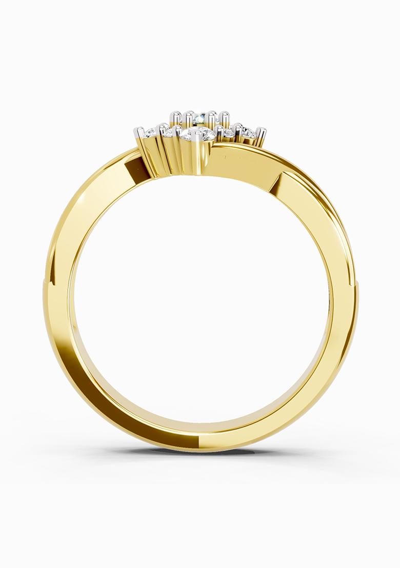 14Kt Yellow Gold Lab Grown Diamond 0.36 Ct Cluster Ring for Women