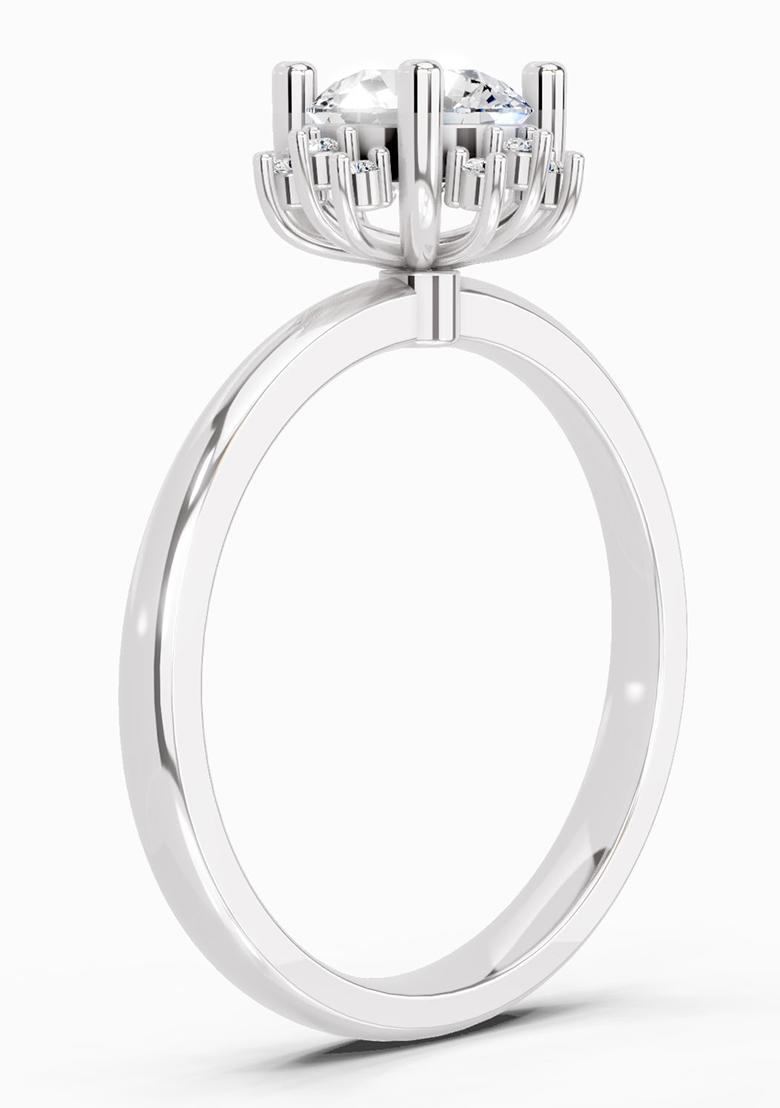 14Kt White Gold Lab Grown Diamond 0.86 Ct Round Halo Ring for Women