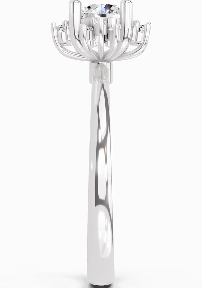 14Kt White Gold Lab Grown Diamond 0.86 Ct Round Halo Ring for Women