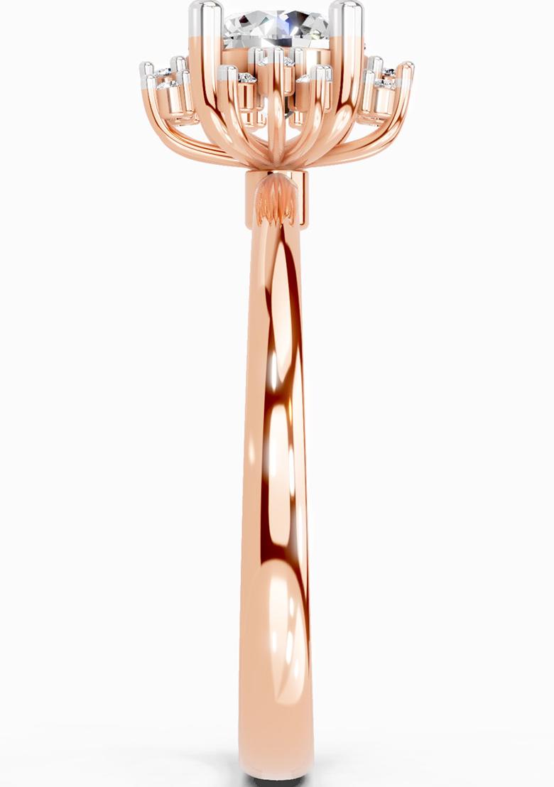 14Kt Rose Gold Lab Grown Diamond 0.86 Ct Round Halo Ring for Women