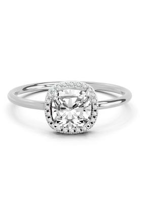 14Kt White Gold Lab Grown Diamond 1.37 Ct Cushion Halo Ring for Women