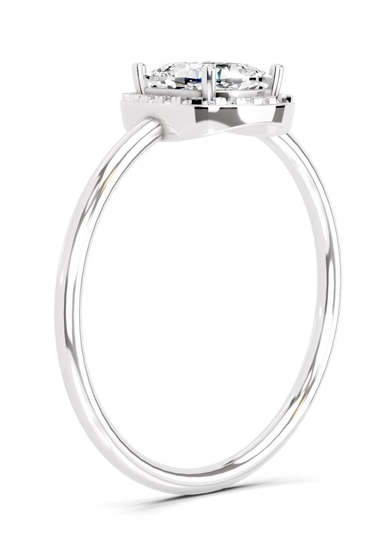 14Kt White Gold Lab Grown Diamond 1.37 Ct Cushion Halo Ring for Women