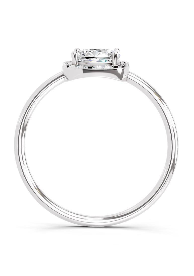 14Kt White Gold Lab Grown Diamond 1.37 Ct Cushion Halo Ring for Women