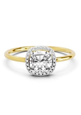 14Kt Yellow Gold Lab Grown Diamond 1.37 Ct Cushion Halo Ring for Women
