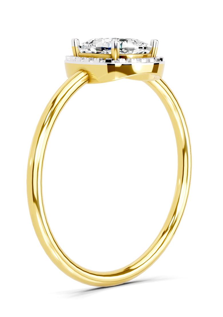 14Kt Yellow Gold Lab Grown Diamond 1.37 Ct Cushion Halo Ring for Women