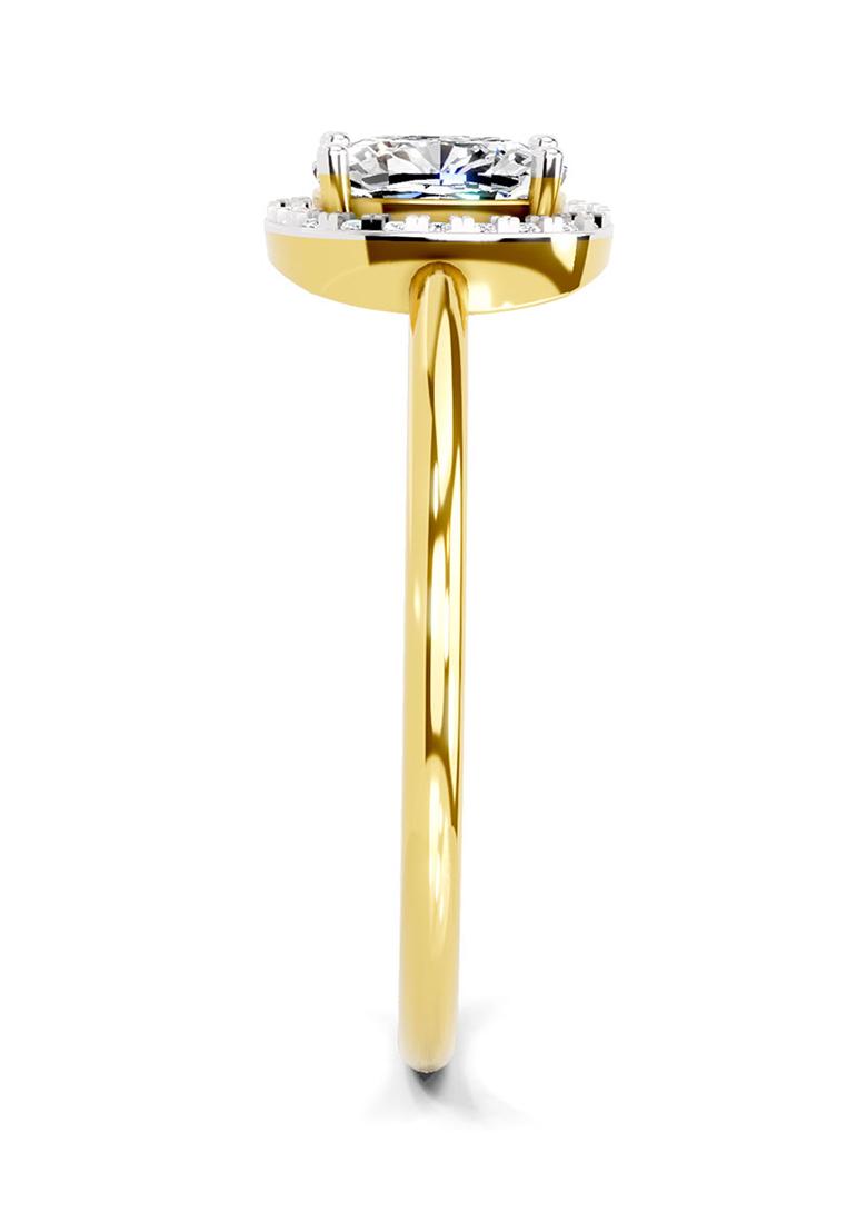 14Kt Yellow Gold Lab Grown Diamond 1.37 Ct Cushion Halo Ring for Women