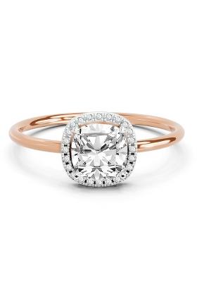 14Kt Rose Gold Lab Grown Diamond 1.37 Ct Cushion Halo Ring for Women