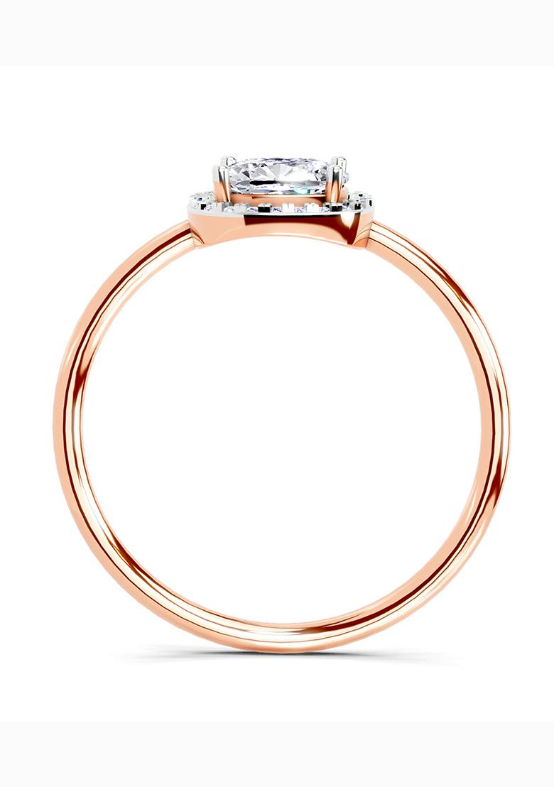 14Kt Rose Gold Lab Grown Diamond 1.37 Ct Cushion Halo Ring for Women