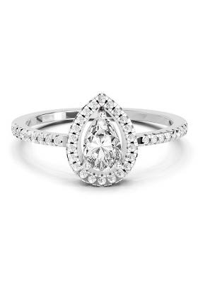 14Kt White Gold Lab Grown Diamond 0.61 Ct Pear Cut Halo Ring for Women