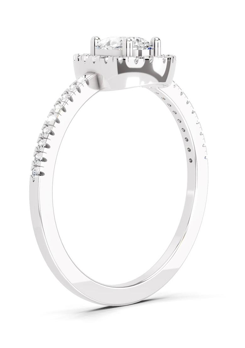 14Kt White Gold Lab Grown Diamond 0.61 Ct Pear Cut Halo Ring for Women