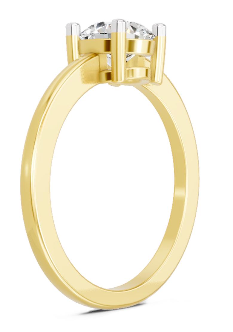 14Kt Yellow Gold Lab Grown Diamond 1 Carat Round Solitaire Ring for Women