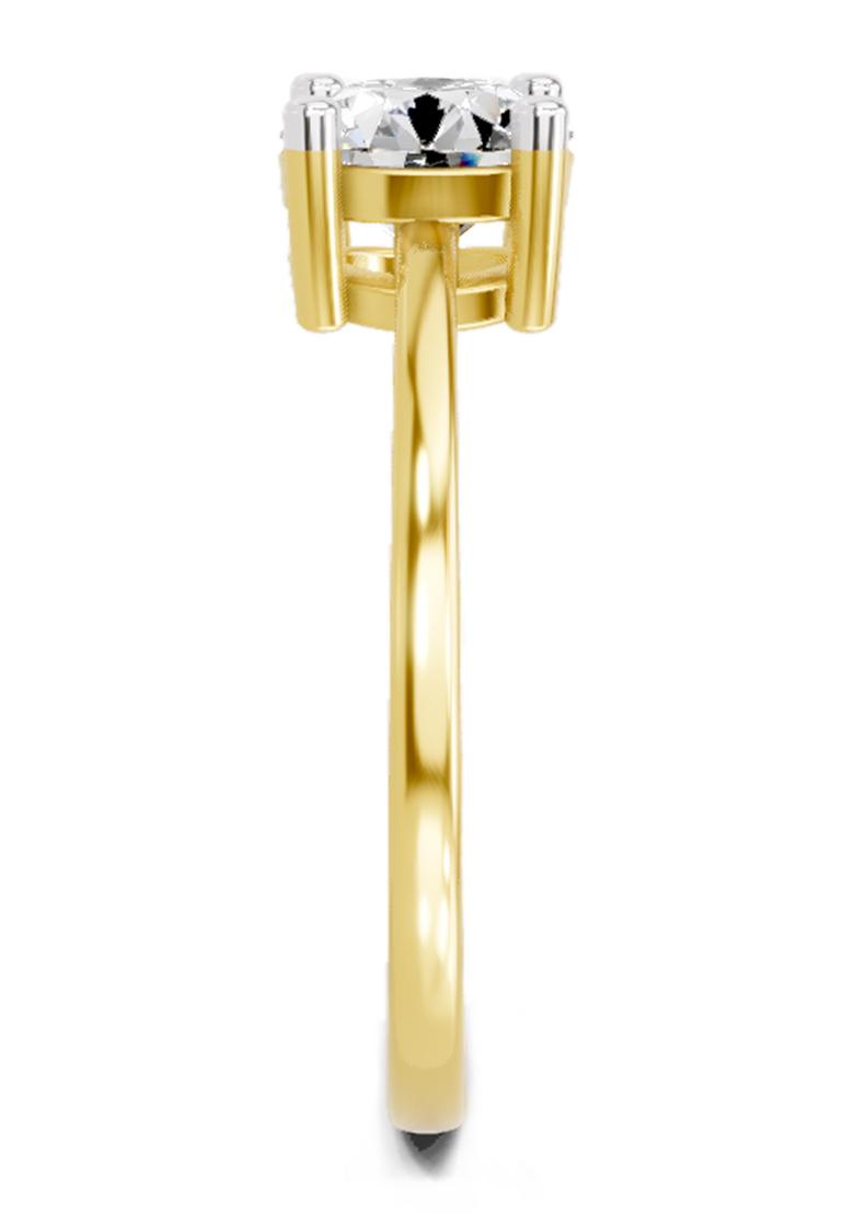 14Kt Yellow Gold Lab Grown Diamond 1 Carat Round Solitaire Ring for Women