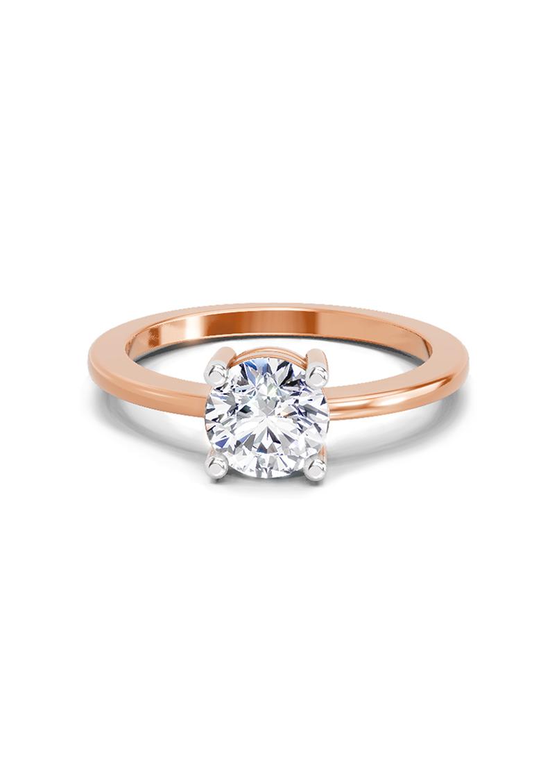 14Kt Rose Gold Lab Grown Diamond 1 Carat Round Solitaire Ring for Women