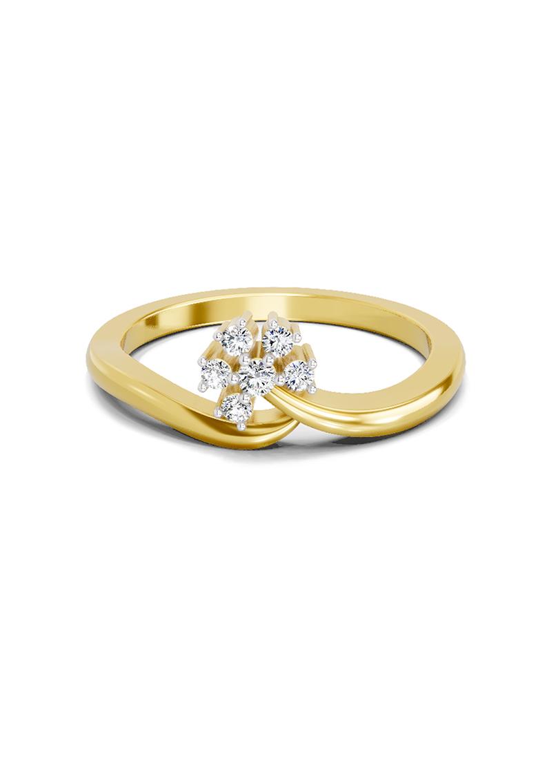 14Kt Yellow Gold Lab Grown Diamond 0.11 Carat Round Shape Diamond Ring for Women Size 5