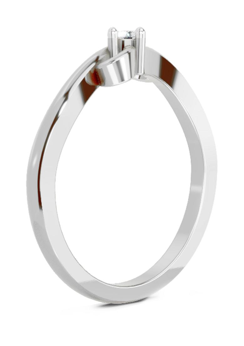 14Kt White Gold Lab Grown Diamond 0.07 Carat Round Solitaire Ring for Women