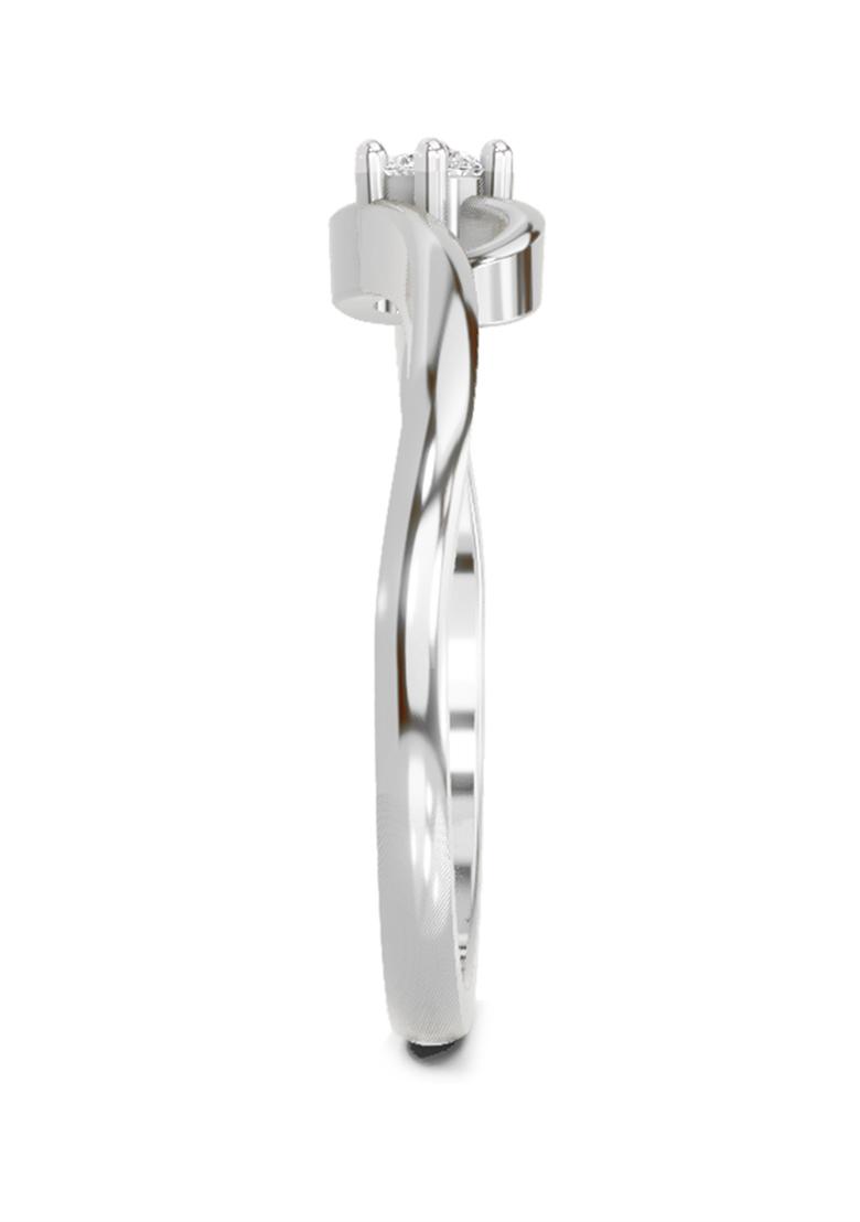 14Kt White Gold Lab Grown Diamond 0.07 Carat Round Solitaire Ring for Women