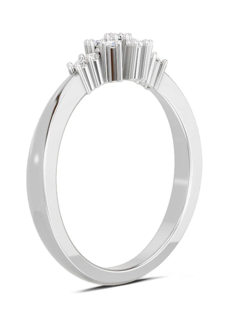 14Kt White Gold Lab Grown Diamond 0.16 Carat Round Cluster Ring for Women