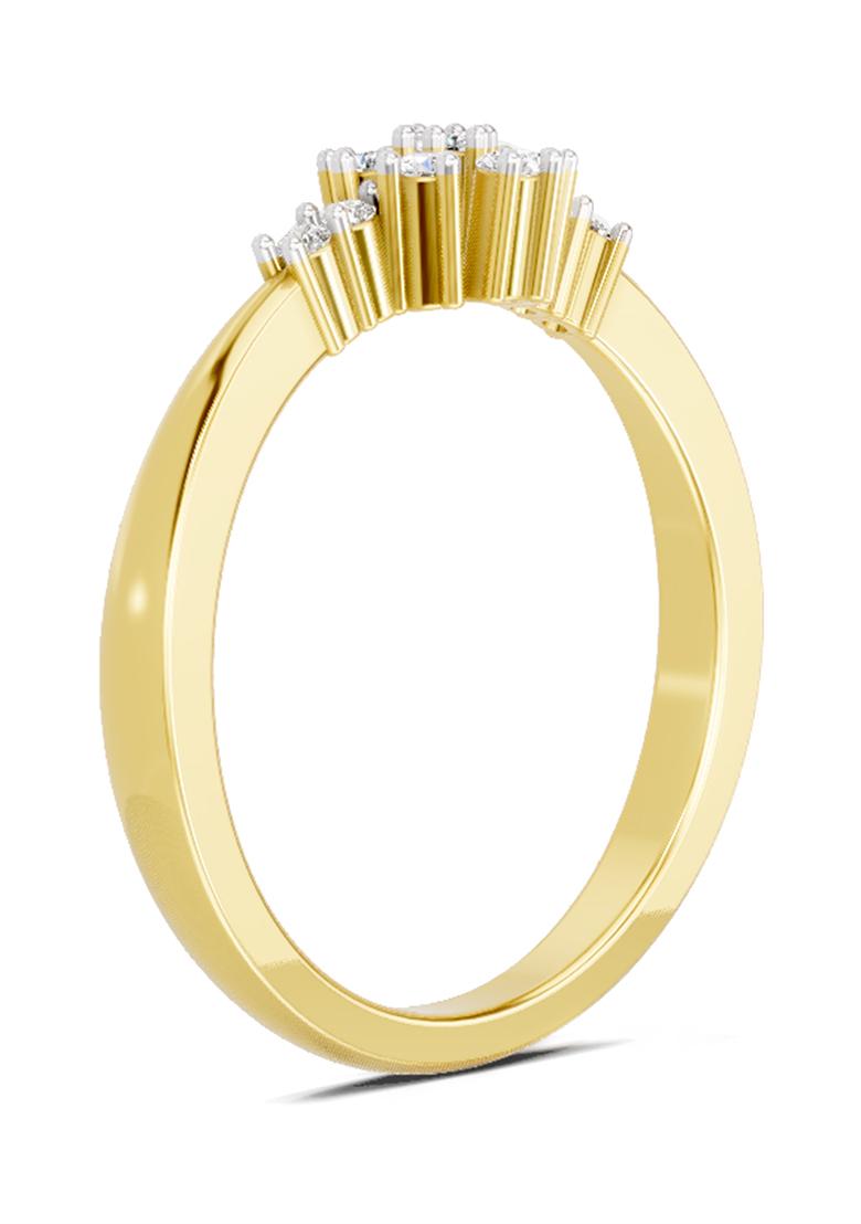 14Kt Yellow Gold Lab Grown Diamond 0.16 Carat Round Cluster Ring for Women Size 5