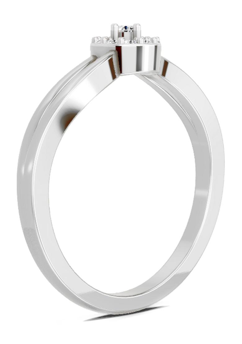 14Kt White Gold Lab Grown Diamond 0.09 Carat Round Halo Ring for Women