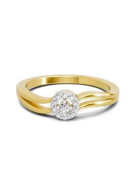 14Kt Yellow Gold Lab Grown Diamond 0.09 Carat Round Halo Ring for Women Size 5