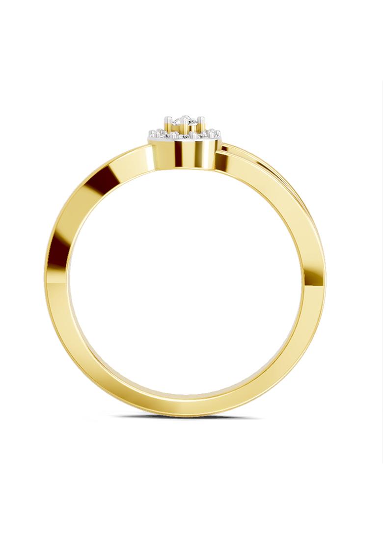 14Kt Yellow Gold Lab Grown Diamond 0.09 Carat Round Halo Ring for Women Size 5