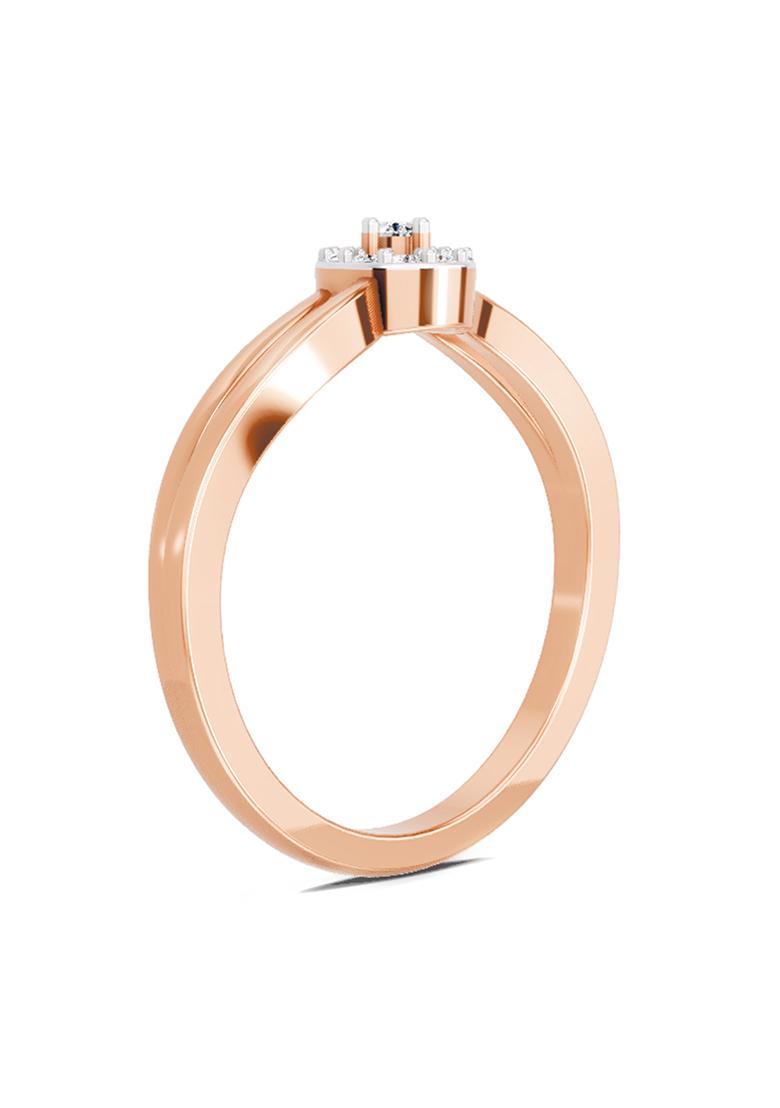 14Kt Rose Gold Lab Grown Diamond 0.09 Carat Round Halo Ring for Women 14Kt Rose Gold Size 5