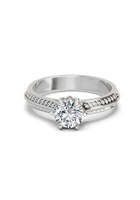 14Kt White Gold Lab Grown Diamond 0.96 Carat Round Solitaire Ring for Women
