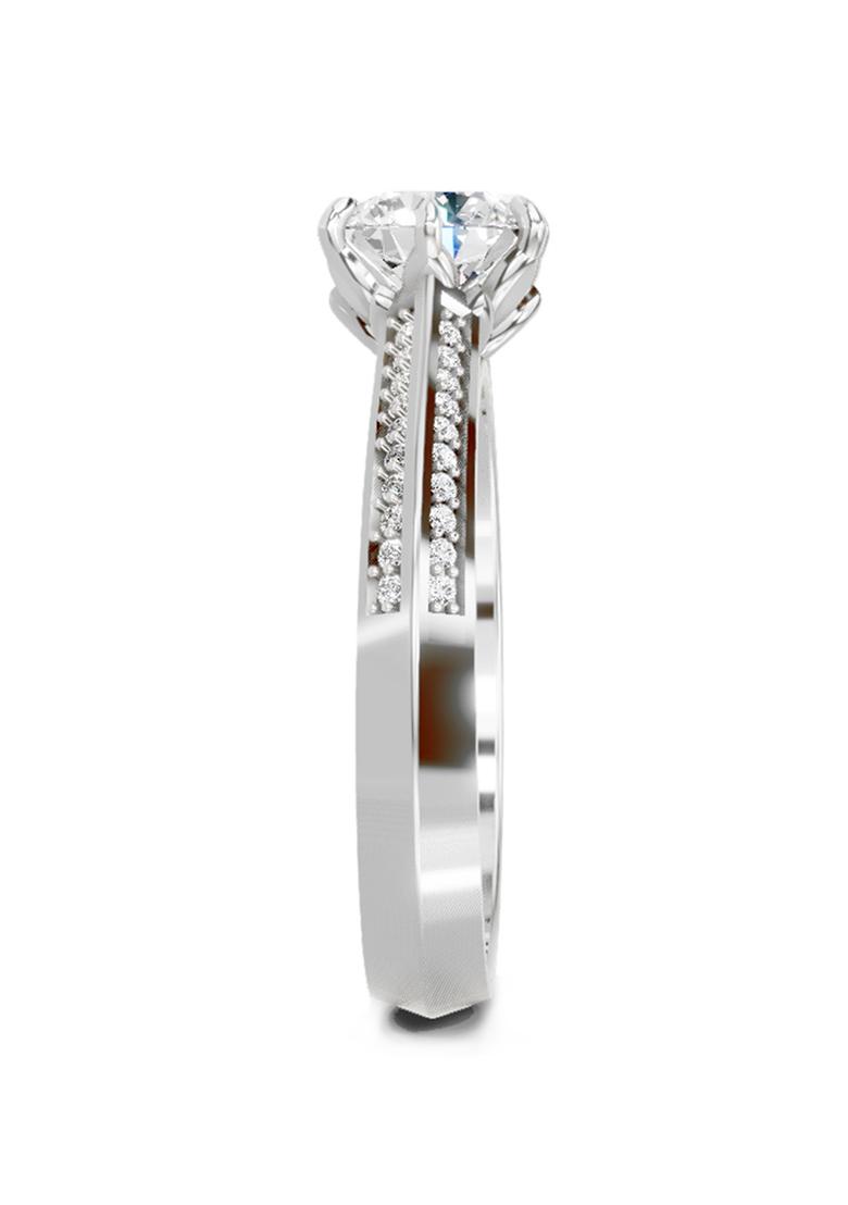 14Kt White Gold Lab Grown Diamond 0.96 Carat Round Solitaire Ring for Women