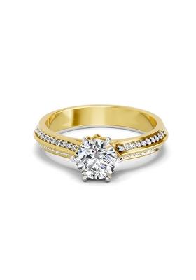 14Kt Yellow Gold Lab Grown Diamond 0.96 Carat Round Solitaire Ring for Women Size 5
