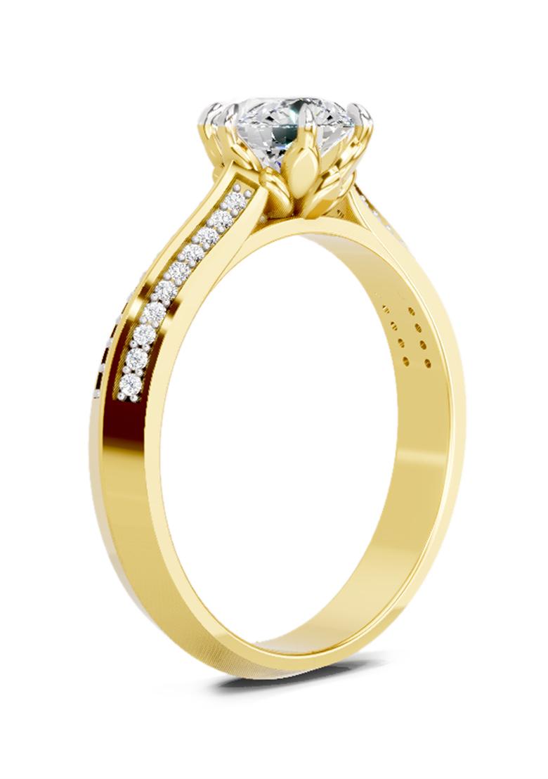 14Kt Yellow Gold Lab Grown Diamond 0.96 Carat Round Solitaire Ring for Women Size 5