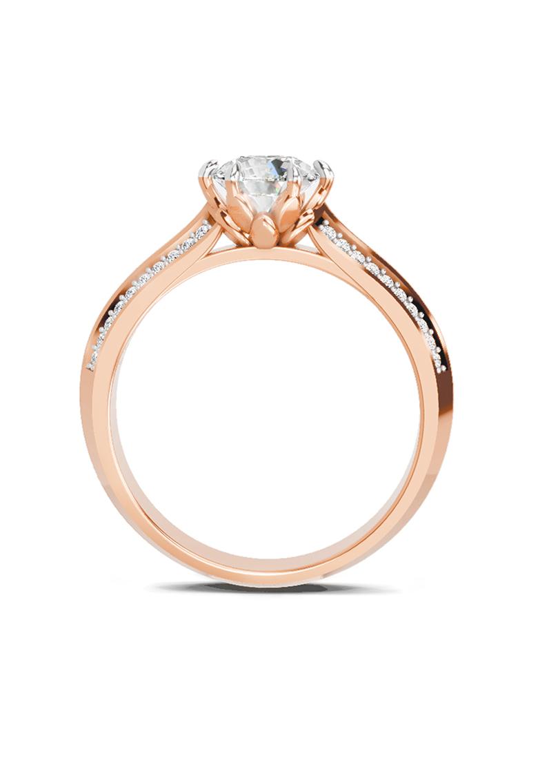 14Kt Rose Gold Lab Grown Diamond 0.96 Carat Round Solitaire Ring for Women 14Kt Rose Gold Size 5