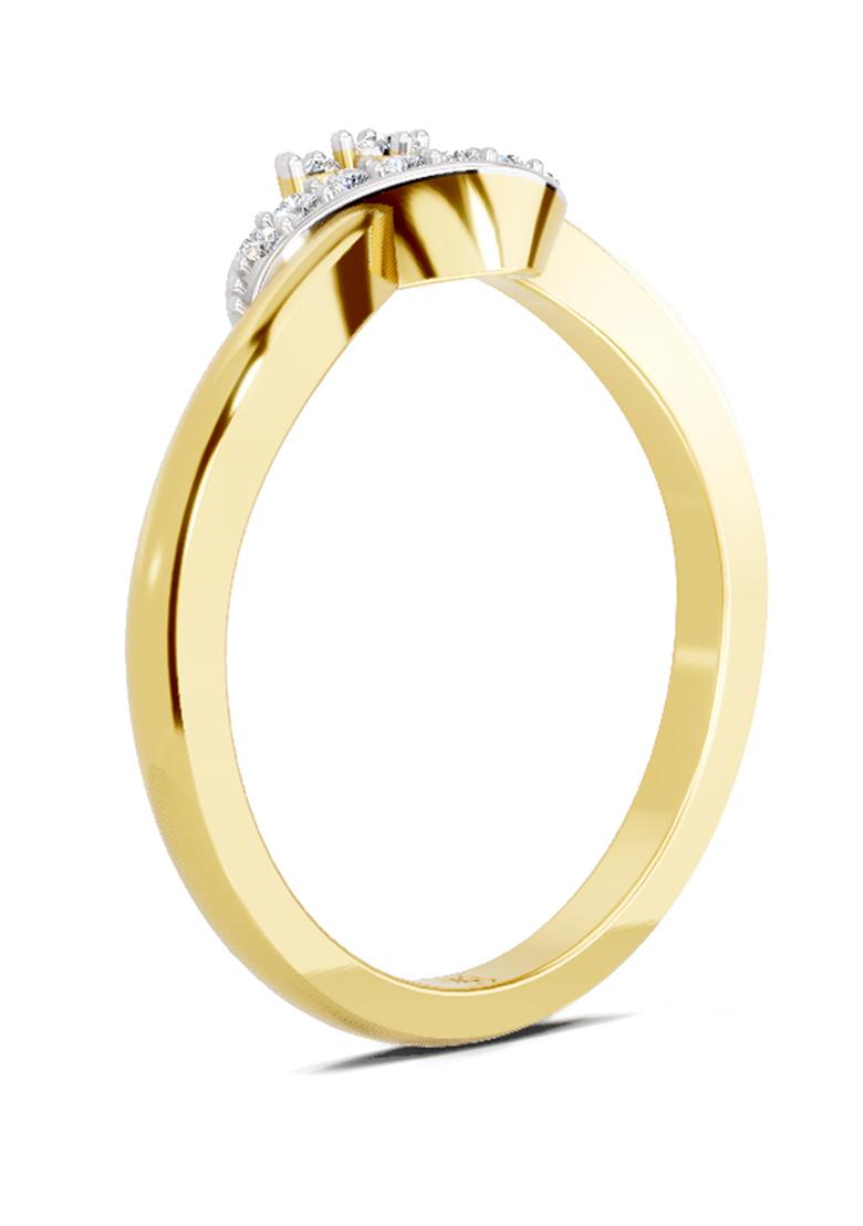 14Kt Yellow Gold Lab Grown Diamond 0.11 Carat Round Cluster Ring for Women Size 5