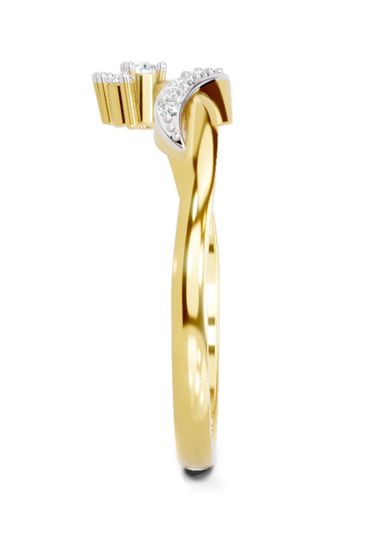 14Kt Yellow Gold Lab Grown Diamond 0.11 Carat Round Cluster Ring for Women Size 5