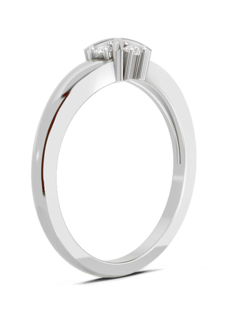 14Kt White Gold Lab Grown Diamond 0.08 Carat Round Cluster Ring for Women