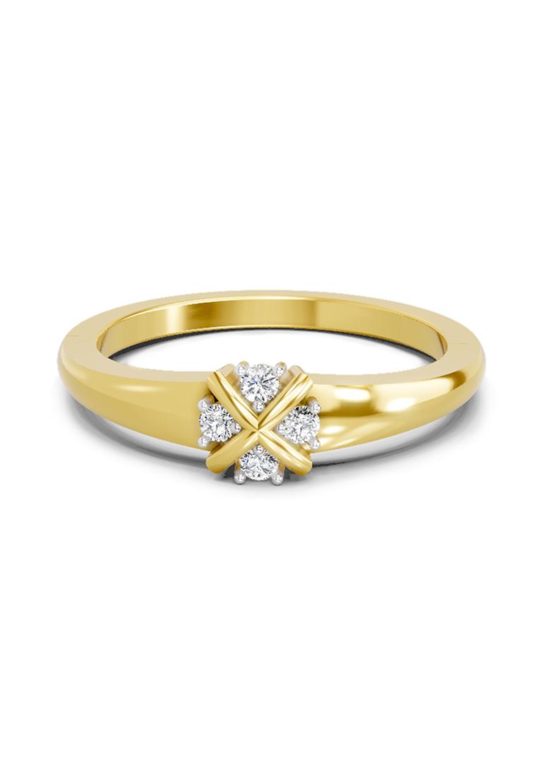 14Kt Yellow Gold Lab Grown Diamond 0.08 Carat Round Cluster Ring for Women Size 5