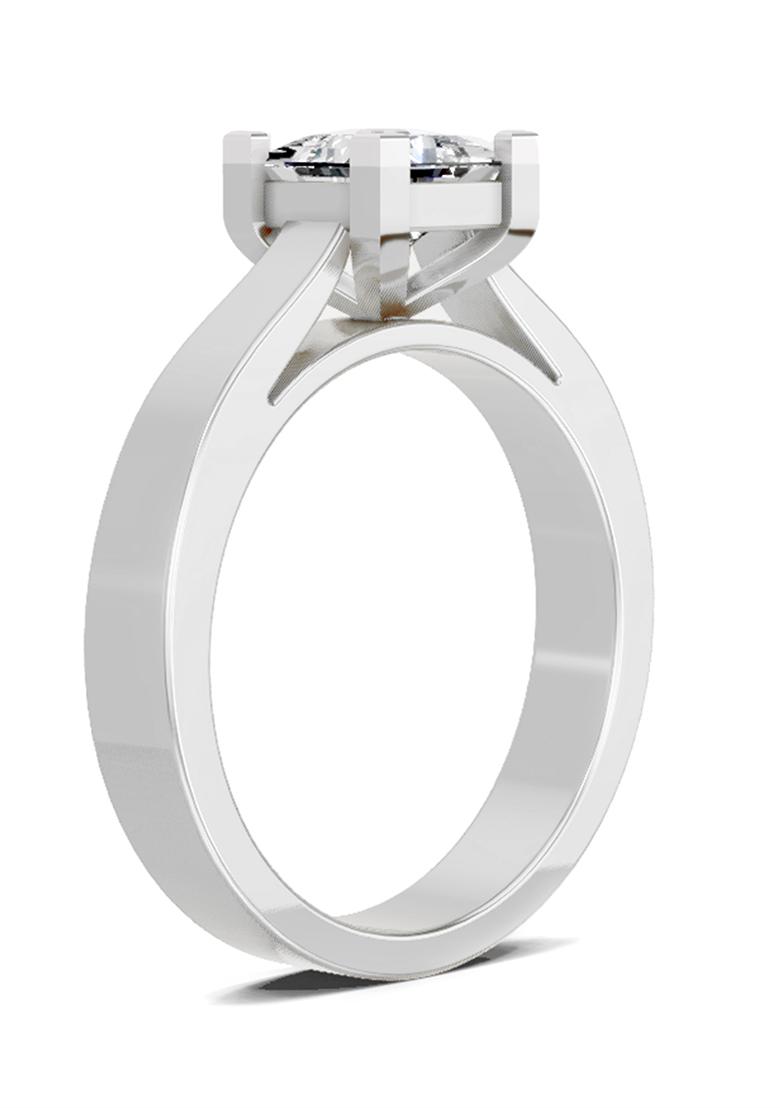 14Kt White Gold Lab Grown Diamond 0.85 Carat Princess Cut Solitaire Ring for Women