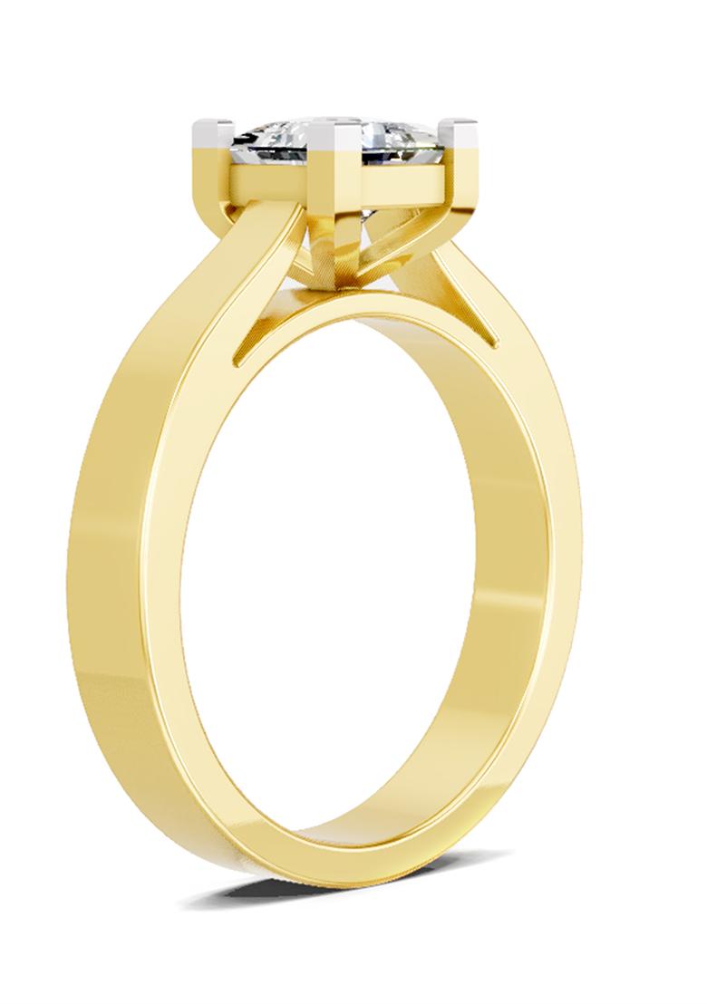 14Kt Yellow Gold Lab Grown Diamond 0.85 Carat Princess Cut Solitaire Ring for Women Size 5