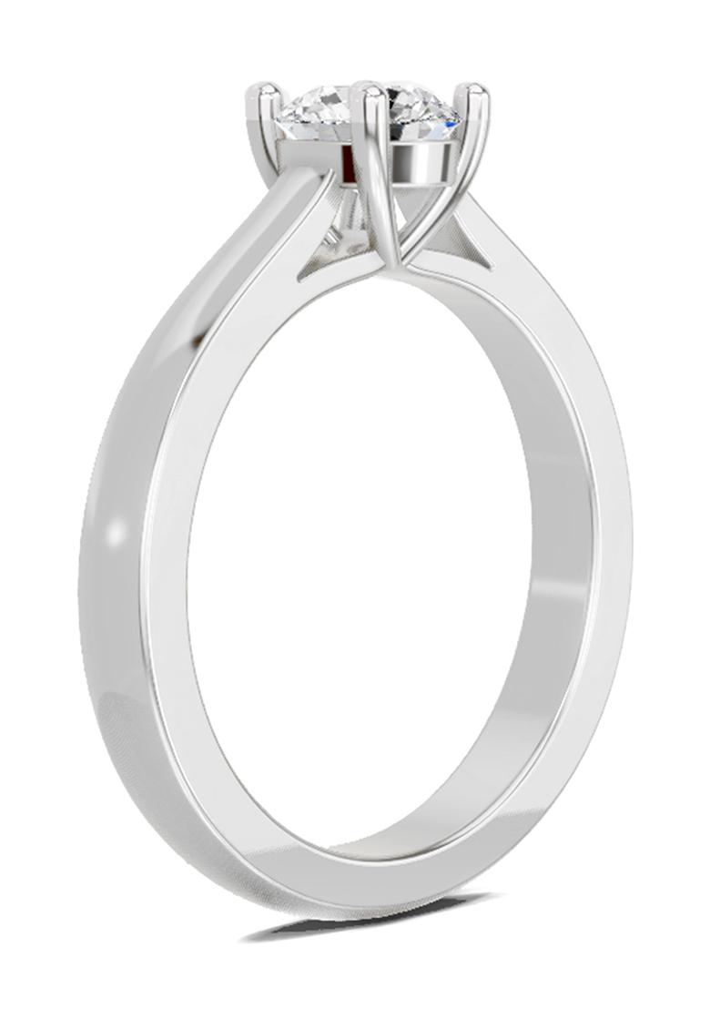 14Kt White Gold Lab Grown Diamond 0.7 Carat Round Solitaire Ring for Women