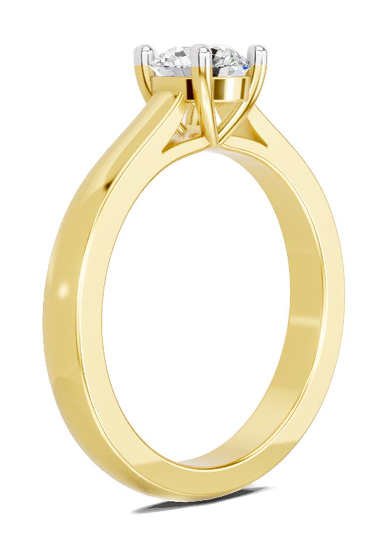 14Kt Yellow Gold Lab Grown Diamond 0.7 Carat Round Solitaire Ring for Women Size 5