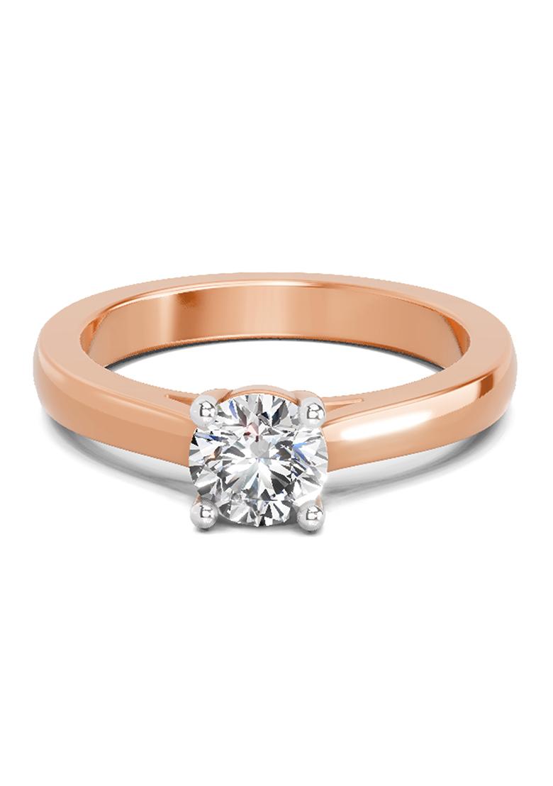 14Kt Rose Gold Lab Grown Diamond 0.7 Carat Round Solitaire Ring for Women 14Kt Rose Gold Size 5