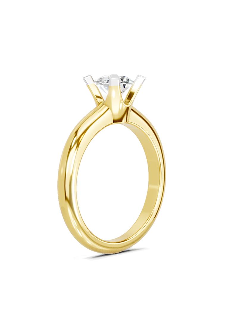 14Kt Yellow Gold Lab Grown Diamond 0.8 Carat Round Solitaire Ring for Women Size 5