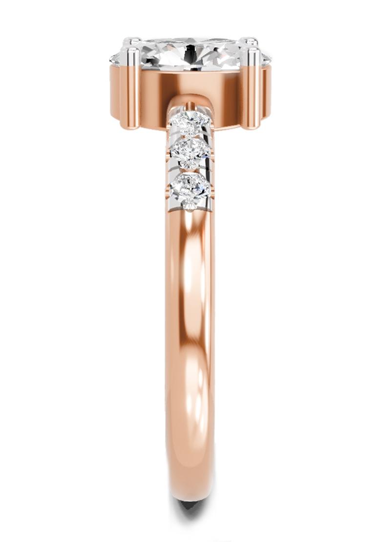 14Kt Rose Gold Lab Grown Diamond 1.17 Carat Oval Solitaire Ring for Women