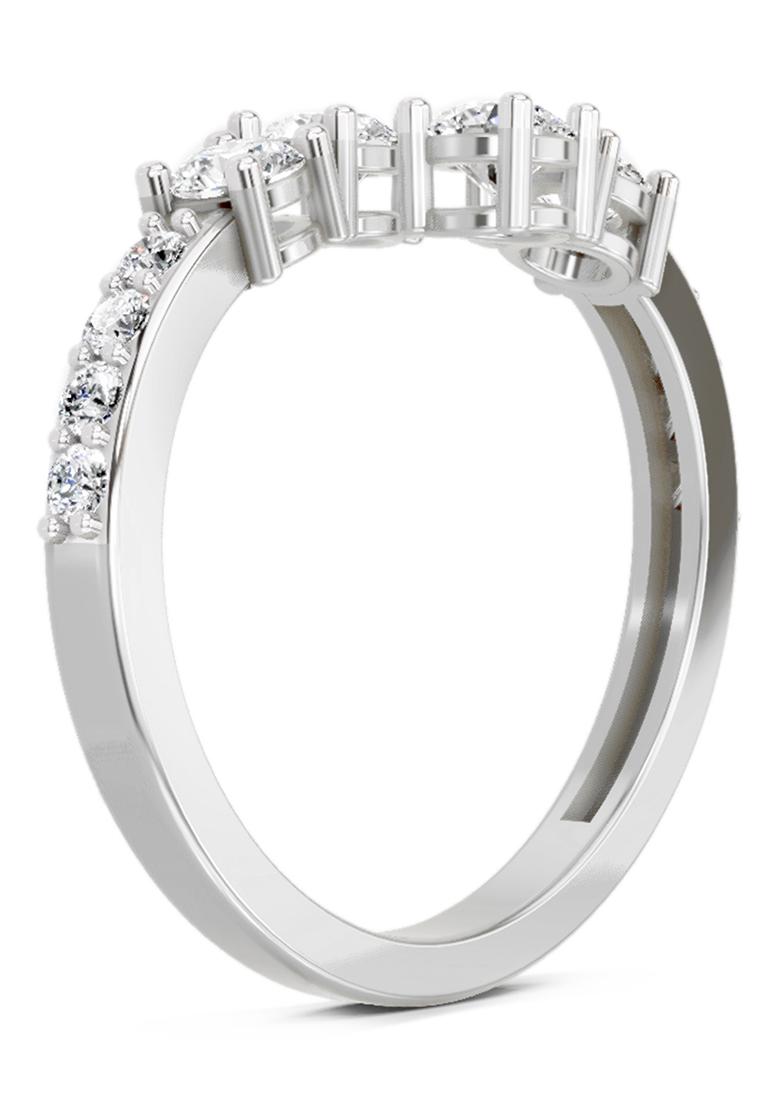 14Kt White Gold Lab Grown Diamond 0.96 Carat Open Ring for Women